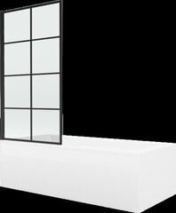 Vanna Mexen Cubik ar apdari un stikla sienu, 150x70 cm + 80 cm, white+I/swing/black grid cena un informācija | Vannas | 220.lv