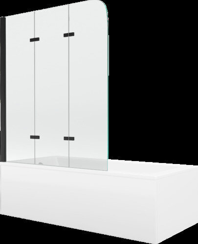 Vanna Mexen Cubik ar apdari un stikla sienu, 160x70 cm + 120 cm, white+III/fold/black цена и информация | Vannas | 220.lv