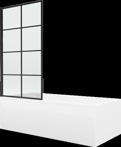 Vanna Mexen Cubik ar apdari un stikla sienu, 170x70 cm + 70 cm, white+I/fix/black grid цена и информация | Vannas | 220.lv
