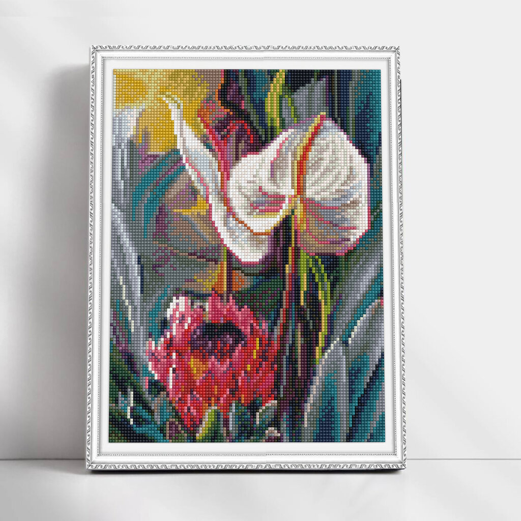 Dimantu mozaīkas komplekts uz rāmja TM Varvikas - Tropical bouquet LE154e, 30x40 cm cena un informācija | Dimantu mozaīkas | 220.lv