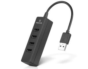 Real-El HQ-154, USB 2.0 HUB, 4 x USB cena un informācija | Adapteri un USB centrmezgli | 220.lv