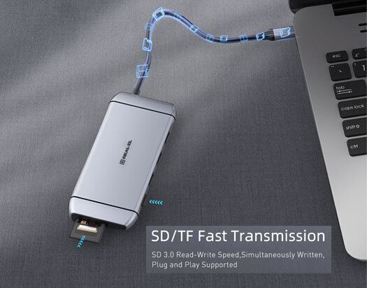 Real-El, CQ-900D, HDMI, VGA, RJ45, SD, Micro SD/TF, C cena un informācija | Adapteri un USB centrmezgli | 220.lv