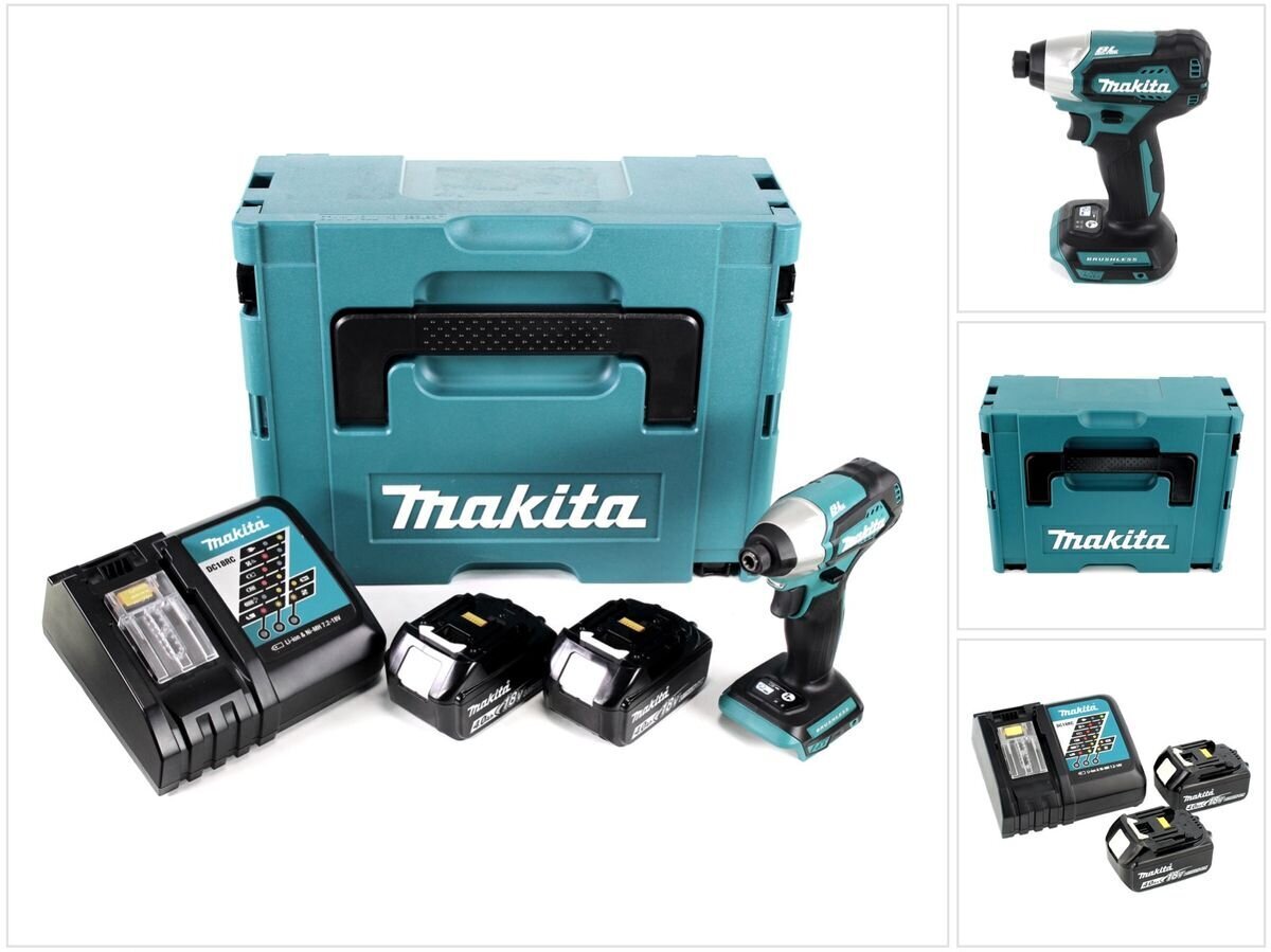 Akumulatora trieciena skrūvgriezis Makita DTD 155 RMJ 18 V Makpac + 2 x BL1840 B 4,0 Ah akumulators + 1 x DC 18 RC lādētājs цена и информация | Skrūvgrieži, urbjmašīnas | 220.lv