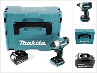 Akumulatora trieciena skrūvgriezis Makita DTD 155 RT1 18 V Li-Ion Makpac + 1 x BL1850 5,0 Ah akumulators - bez lādētāja cena un informācija | Skrūvgrieži, urbjmašīnas | 220.lv