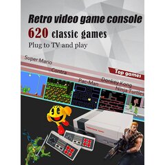 Игровая приставка Mini Game Retro TV с 620 играми и двумя контроллерами BlackBird BH1460, серая цена и информация | Игровые приставки | 220.lv
