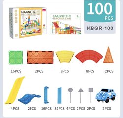 Magnētiskais konstrukcijas komplekts - sacīkšu trase Kebo, 100 gab. cena un informācija | Konstruktori | 220.lv