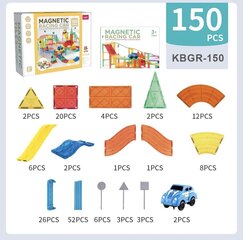 Magnētiskais konstrukcijas komplekts - sacīkšu trase Kebo, 150 gab. cena un informācija | Konstruktori | 220.lv