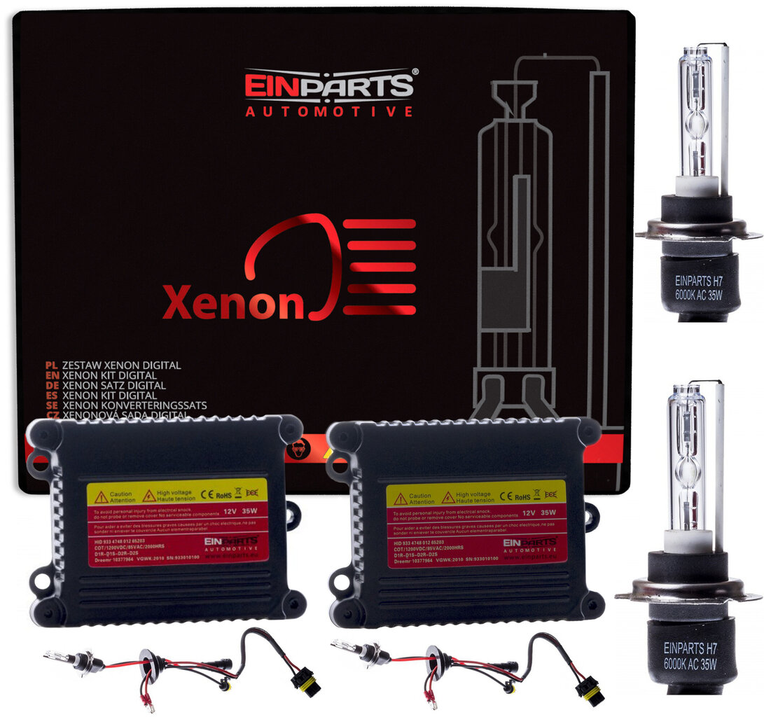 EinParts H7 Xenon HID starta komplekts 6000K Auksti balts 12V Slim AC 35W 4.5A cena un informācija | Auto spuldzes | 220.lv