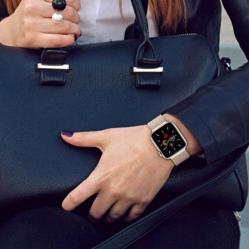 Tech-Protect pulksteņa siksniņa MilaneseBand Apple Watch 42/44/45/49mm, starlight cena un informācija | Viedpulksteņu un viedo aproču aksesuāri | 220.lv