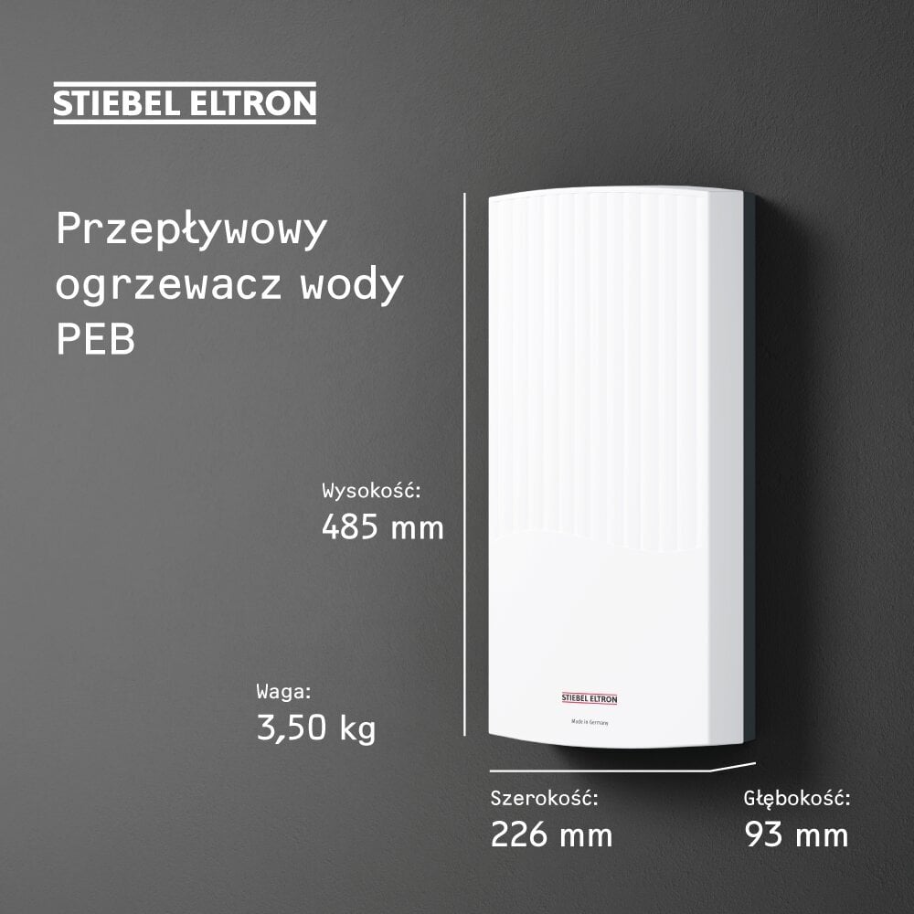 Caurplūdes ūdens sildītājs ar elektronisko vadību Peb 18 cena un informācija | Ūdens sildītāji | 220.lv