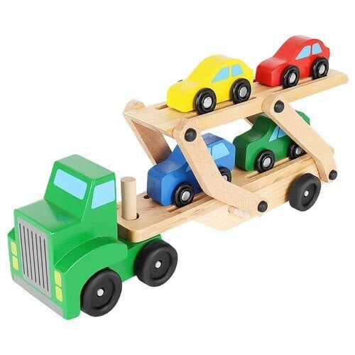 Koka kravas automašīna - evakuators + automašīnu komplekts cena un informācija | Rotaļlietas zēniem | 220.lv