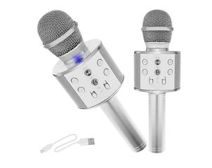 Karaoke mikrofons, sudraba цена и информация | Микрофоны | 220.lv