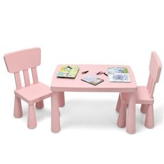 Детский стол и 2 стула Costway, розовый цена и информация | Детские столы и стулья | 220.lv