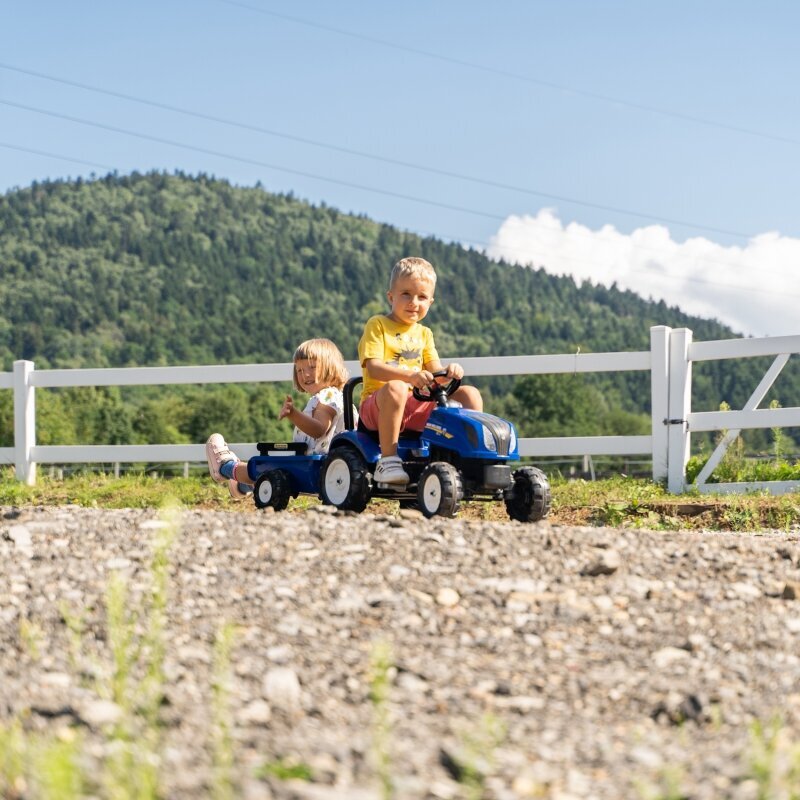 Traktors ar piekabi, New Holland Falk, zils cena un informācija | Rotaļlietas zēniem | 220.lv