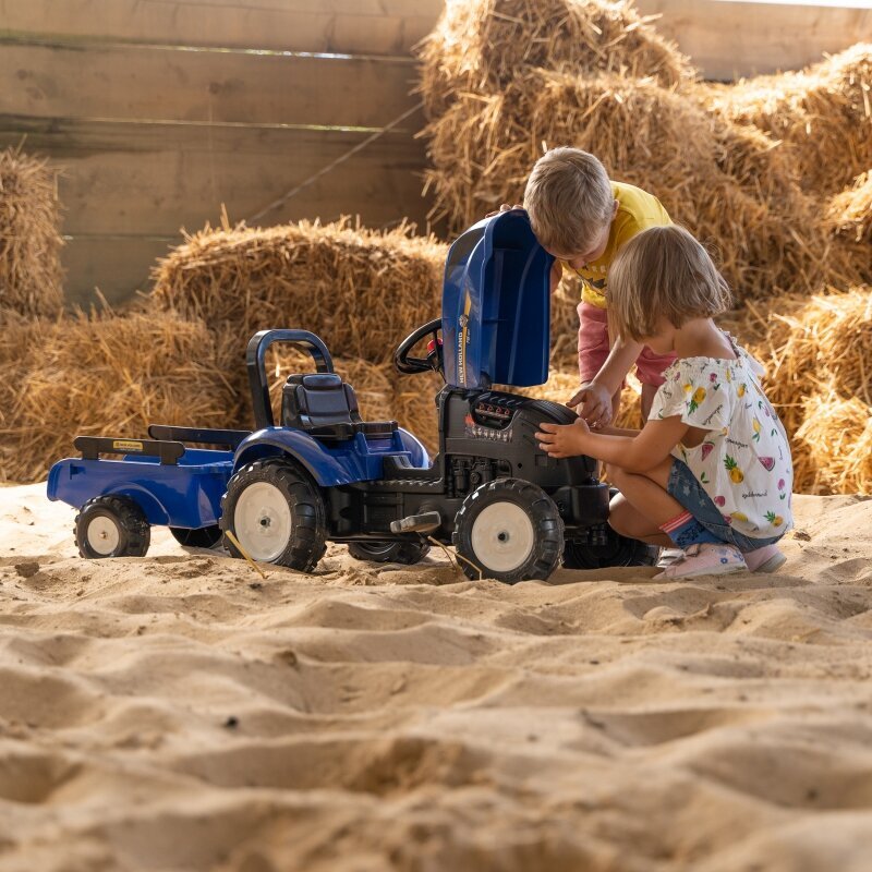 Traktors ar piekabi, New Holland Falk, zils cena un informācija | Rotaļlietas zēniem | 220.lv