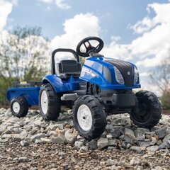 Большой трактор New Holland Falk с прицепом, синий цена и информация | Игрушки для мальчиков | 220.lv
