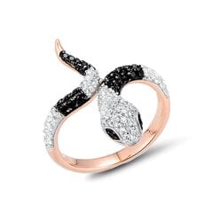 Apzeltītis sudraba gredzens ar cirkonijiem un špineļiem sievietēm 0012633400250 cena un informācija | Gredzeni | 220.lv