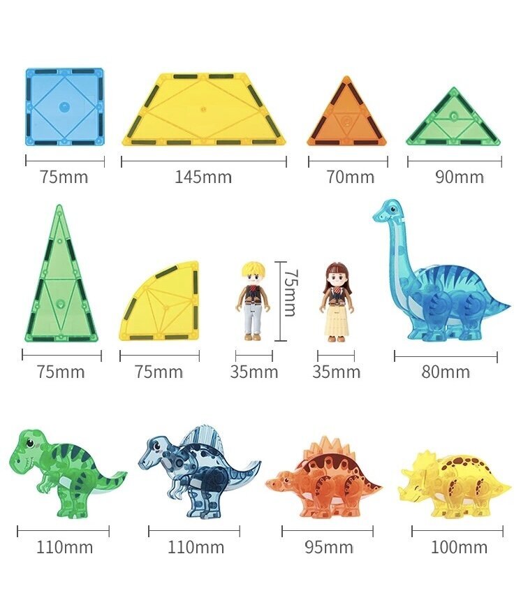 Magnētiskais konstrukcijas komplekts Dinozauri Kebo, 49 daļas cena un informācija | Konstruktori | 220.lv