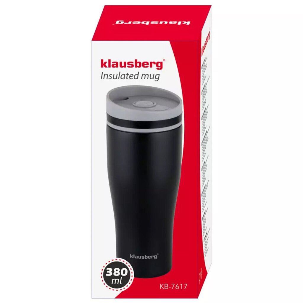 Termo krūze Klausberg 380 ml KB-7617, melna cena un informācija | Termosi, termokrūzes | 220.lv