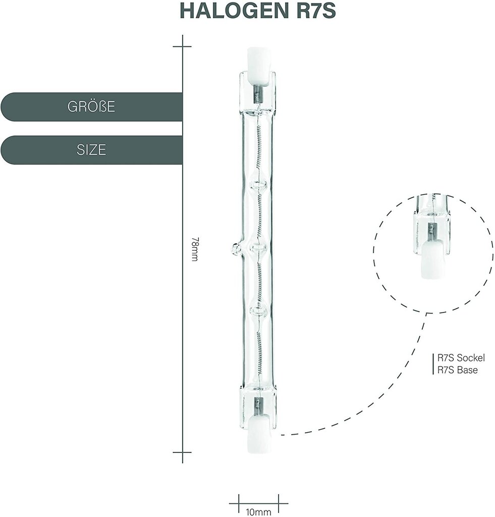 Halogēnas spuldzes Brightman R7s J78, 200 W, 10 gab. цена и информация | Spuldzes | 220.lv