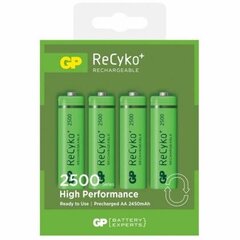 Uzlādējamās baterijas GP ReCyko NiMh AA 2450mAh 4 gab. цена и информация | Батарейки | 220.lv