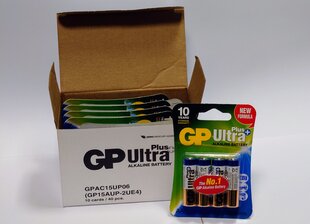 Baterijas GP Ultra plus alkaline AA 1.5V 40 gab. cena un informācija | Baterijas | 220.lv