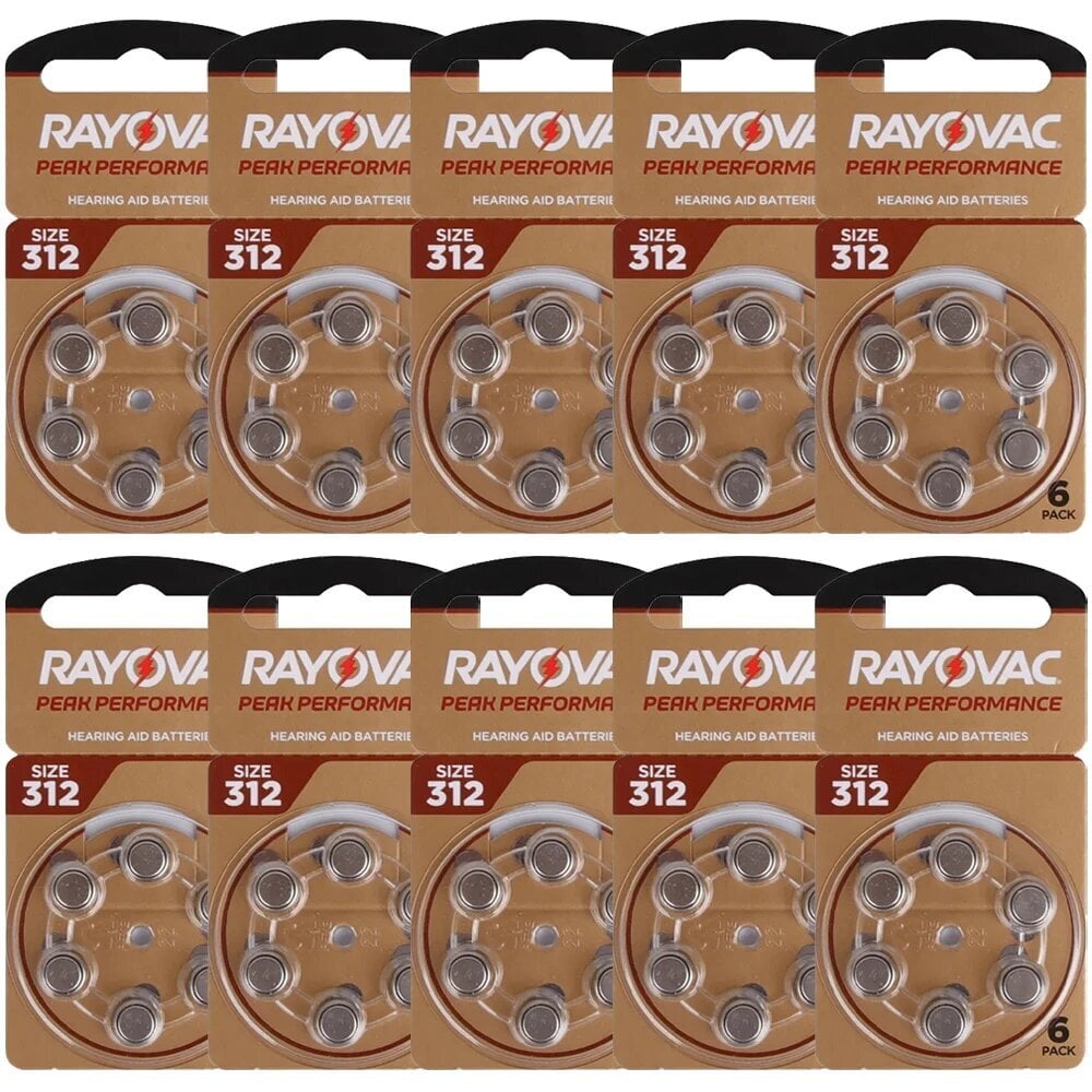 Rayovac Peak Performance 312 baterijas dzirdes aparātiem, 60 gab. цена и информация | Baterijas | 220.lv