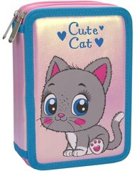 Пенал CUTE CAT, CoolForSchool, 205х140х45 мм, с 2 откидными отделениями цена и информация | Пеналы | 220.lv