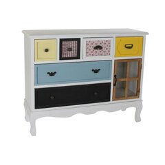 Kumode DKD Home Decor Stikls Melns Koks Balts Dzeltens Debesu zils цена и информация | Комоды | 220.lv