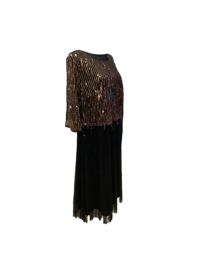 Eleganta kleita ar fliteriem Luxury 90 Melna, zelta цена и информация | Kleitas | 220.lv