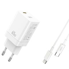 XO CE10 Lādētājs PD / 65W / 1x USB-C / USB-C Lightning Kabelis kaina ir informacija | Lādētāji un adapteri | 220.lv