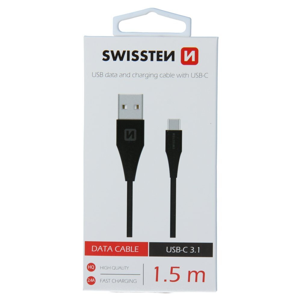 Swissten Data USB / USB-C 3.1 Datu un uzlādes vads 1.5m cena un informācija | Savienotājkabeļi | 220.lv