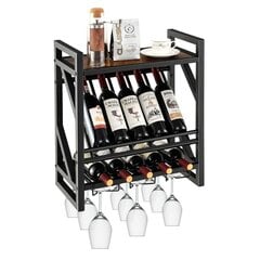 Настенная стойка Costway для вина и бокалов, черная цена и информация | Полки | 220.lv