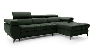 Угловой диван LARS MINI - L-образный мягкий уголок (цвет: темно-зеленый, оттоманка: правая) цена и информация | Угловые диваны | 220.lv