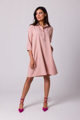 B257 Платье-рубашка с расширенным низом - розовый цена и информация | Платья | 220.lv