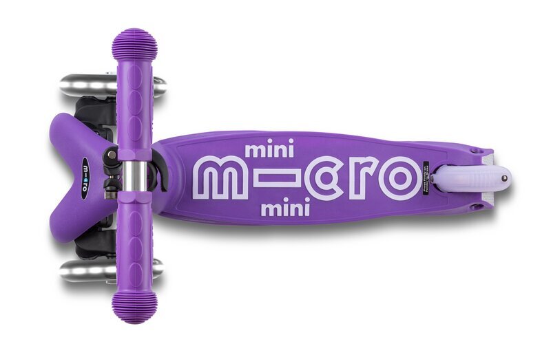 Trīsriteņu skrejritenis Micro Mini Deluxe Foldable LED, violets cena un informācija | Skrejriteņi | 220.lv