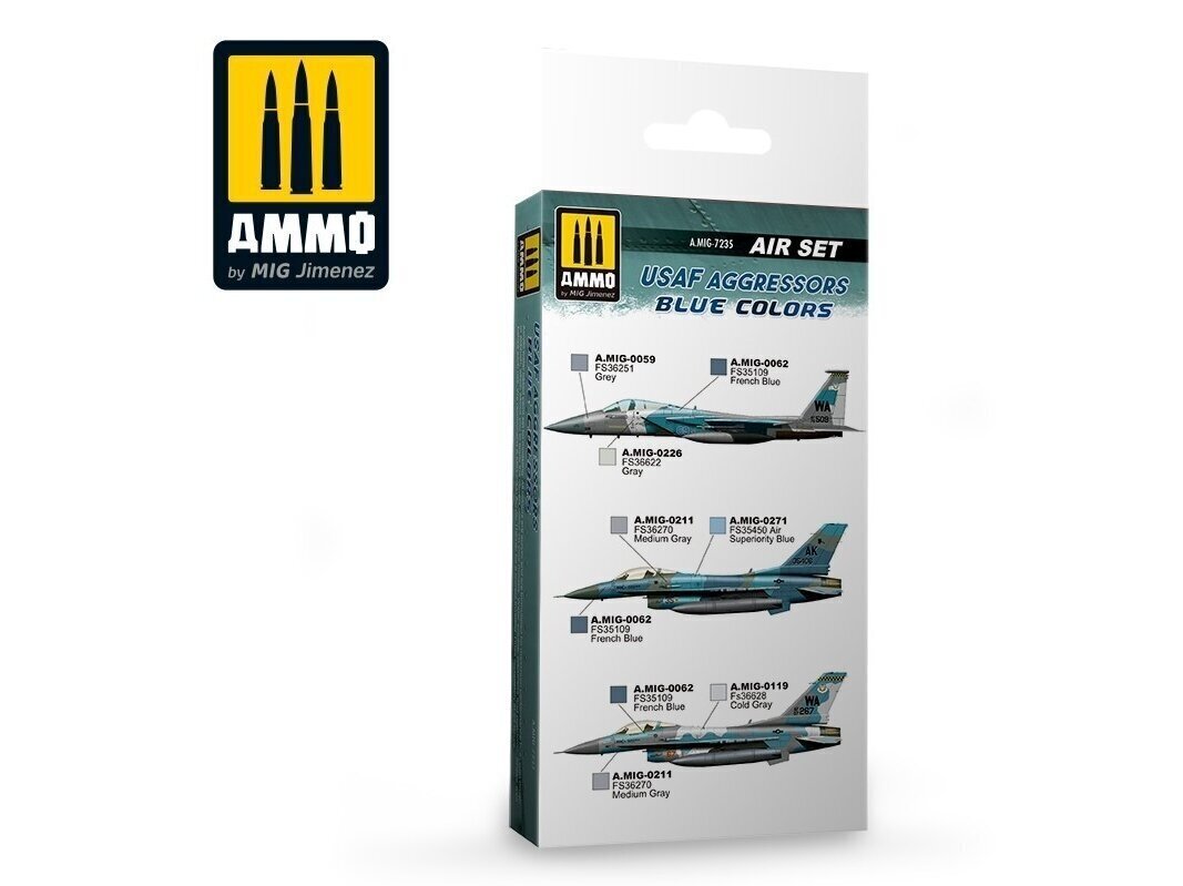 Akrils krāsu komplekts Ammo Mig Blue Colors Usaf Aggressors, 7235 цена и информация | Modelēšanas un zīmēšanas piederumi | 220.lv