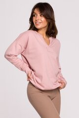 B225 Džemperis ar piegriezumu kakla izgriezumā, rozā cena un informācija | Jakas sievietēm | 220.lv