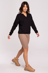 B225 Džemperis ar piegriezumu kakla izgriezumā, melns cena un informācija | Sieviešu džemperi | 220.lv