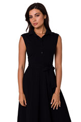 B261 Хлопковое платье с расклешенным низом - черное цена и информация | Платья | 220.lv