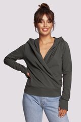 B246 džemperis ar kroku kapuci, zaļš cena un informācija | Jakas sievietēm | 220.lv