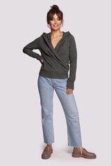 B246 džemperis ar kroku kapuci, zaļš cena un informācija | Jakas sievietēm | 220.lv