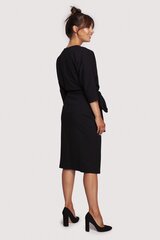 B241 Платье-конверт с завязывающимся поясом - черный цена и информация | Платья | 220.lv