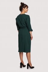 B241 Aptinamā kleita ar sasietu jostu, tumši zaļa цена и информация | Платья | 220.lv