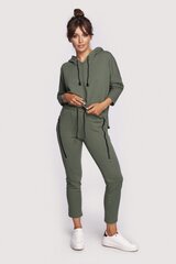B240 Bikses ar dekoratīviem rāvējslēdzējiem, zaļas цена и информация | Женские брюки | 220.lv