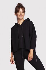 B239 Džemperis ar kapuci, brīva piegriezuma, melns cena un informācija | Jakas sievietēm | 220.lv