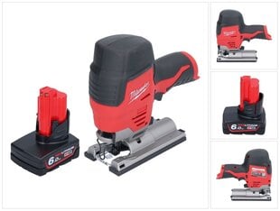 Аккумуляторный узкий лобзик Milwaukee M12 JS-601 12 В + 1х аккумулятор 6,0 Ач - без зарядного блока цена и информация | Пилы, циркулярные станки | 220.lv