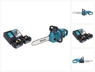 Makita DUC 357 RT2X2 akumulatora motorzāģis 18 V 35 cm 7,7 m/s + 2x akumulatori 5,0 Ah + lādētājs cena un informācija | Zāģi, ripzāģi | 220.lv