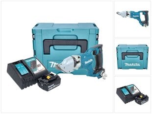 Аккумуляторные ножницы по металлу Makita DJS 200 RG1J 18 В 2,0 мм + 1х аккумулятор 6,0 Ач + устройство для зарядки + Makpac цена и информация | Пилы, циркулярные станки | 220.lv