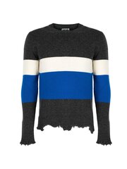 Les Hommes Свитер - UHK105-643U | Round Neck Sweater Breast Stripes - БелыйСинийСерый  regular fit UHK105-643U | Round Neck Sweater Breast Stripes цена и информация | Мужские свитера | 220.lv